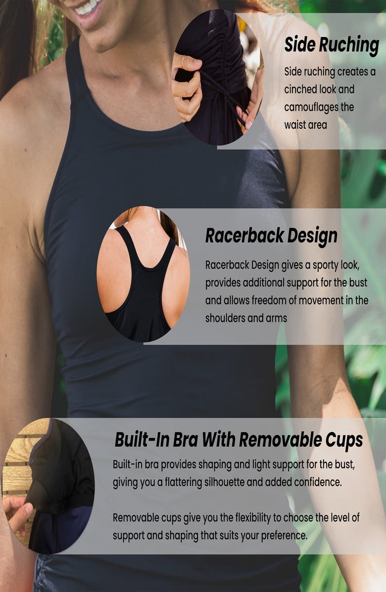 Calypsa Maya Tankini Swim Top With Removable Cups, Alternate, color, Multi Stripe