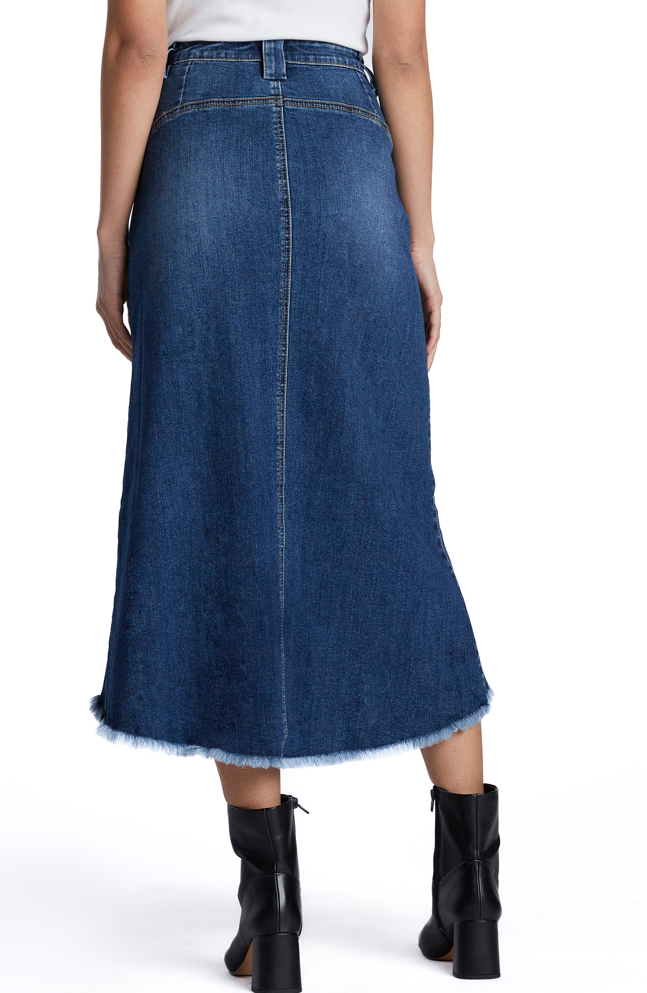 Patch Pocket Denim Midi Skirt - image 2