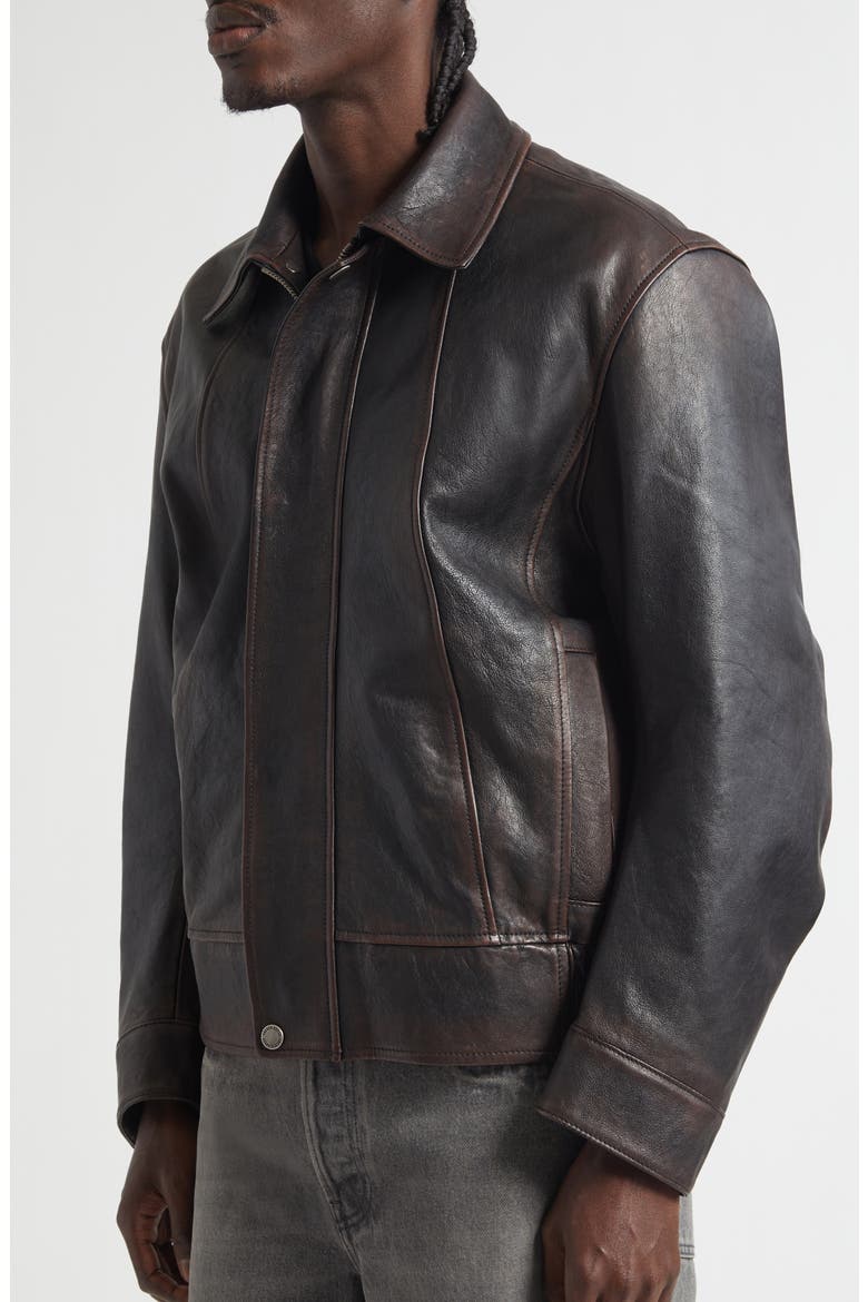 Journey Leather Bomber Jacket, Alternate, color, PORT ROYALE