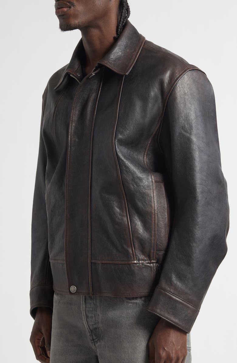 Golden Goose Journey Leather Bomber Jacket, Alternate, color, Port Royale