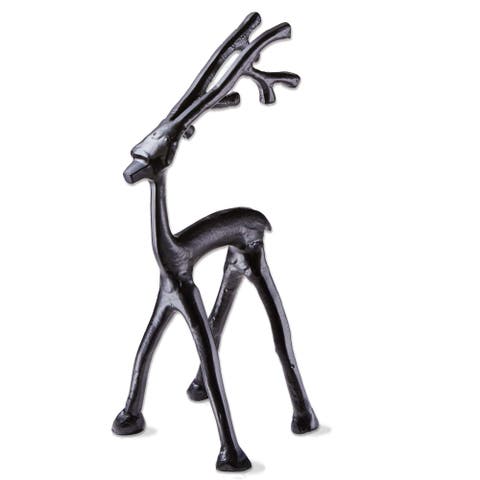 Small Cast Aluminum Reindeer Statue for Holiday Decor