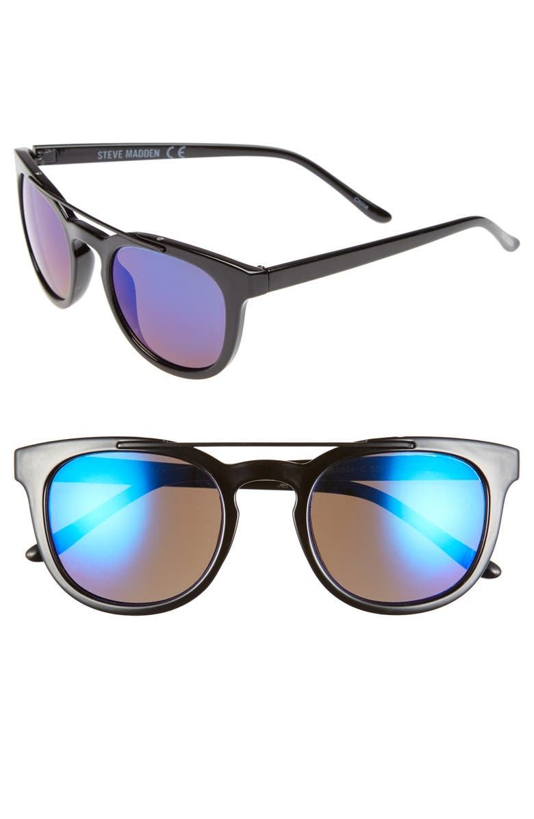 Steve Madden 51mm Metal Brow Bar Sunglasses, Main, color,