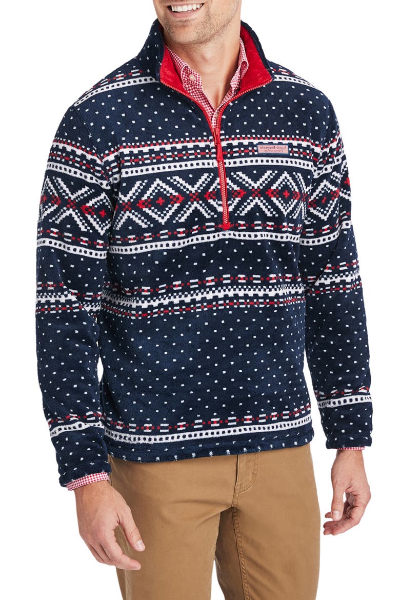 Quarter Zip Fleece Pullover, Main, color, DEEP BAY