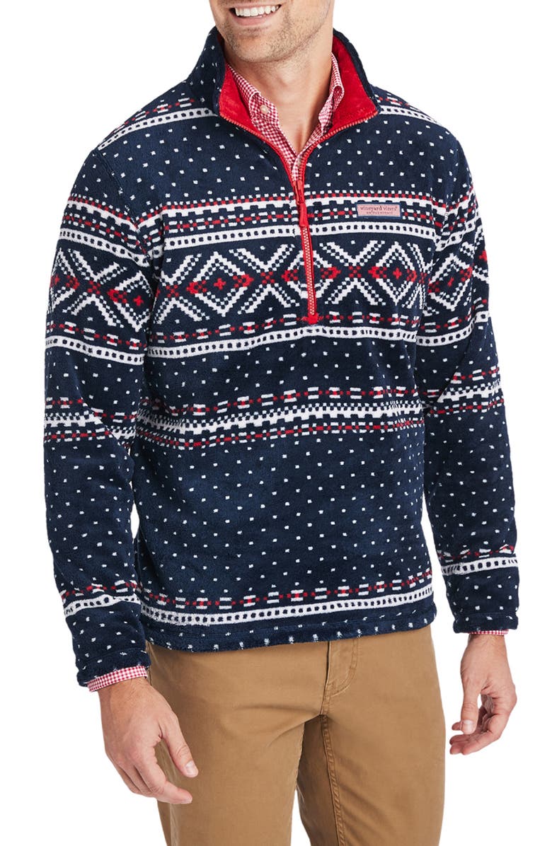 vineyard vines Quarter Zip Fleece Pullover, Main, color, Deep Bay