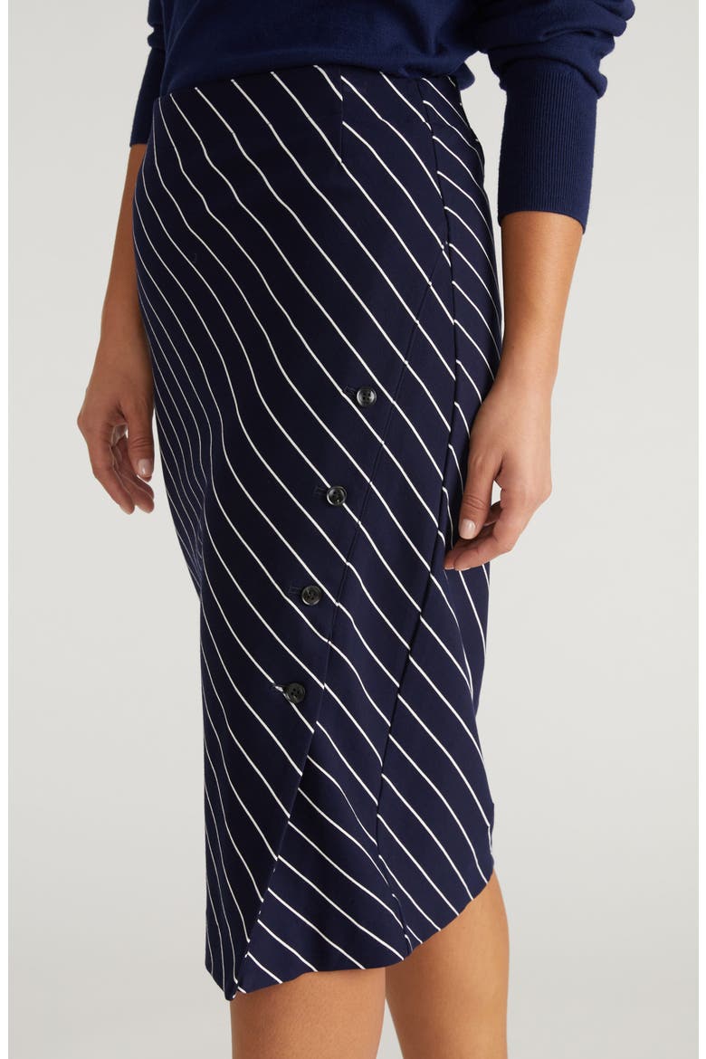 Anya Ponte Skirt, Alternate, color, NAVY BLUE PINSTRIPE