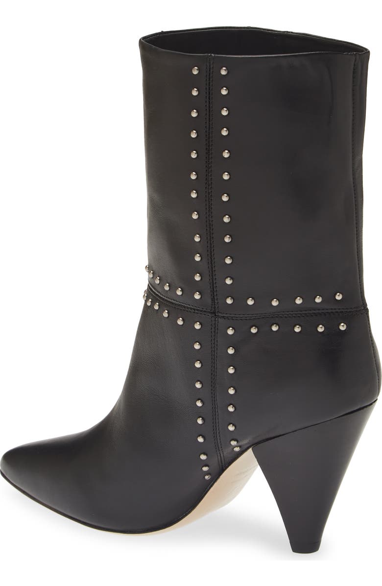 Avec Les Filles Ada Studded Pointed Toe Genuine Suede Bootie, Alternate, color, Black