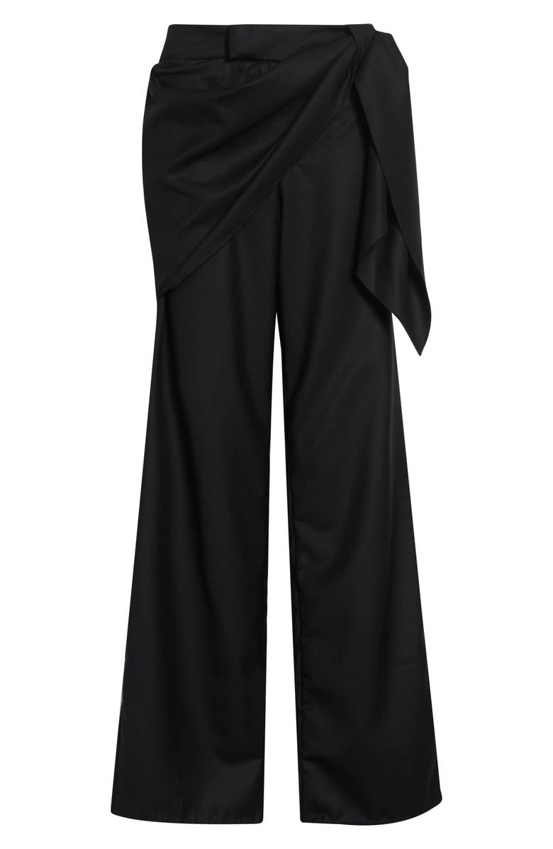 Johanna Ortiz Cascade Ruffle Wool Tea Pants, Alternate, color, Black