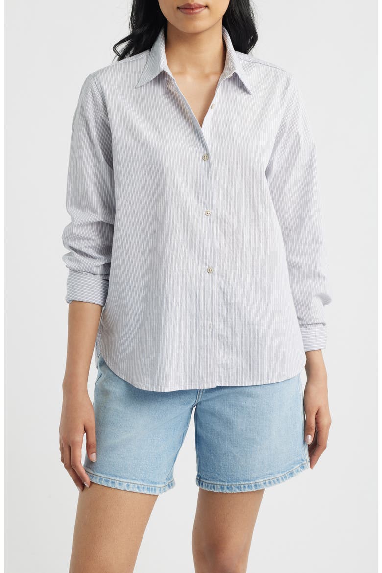 Stripe Button-Up Shirt, Main, color, BLUE STRIPED