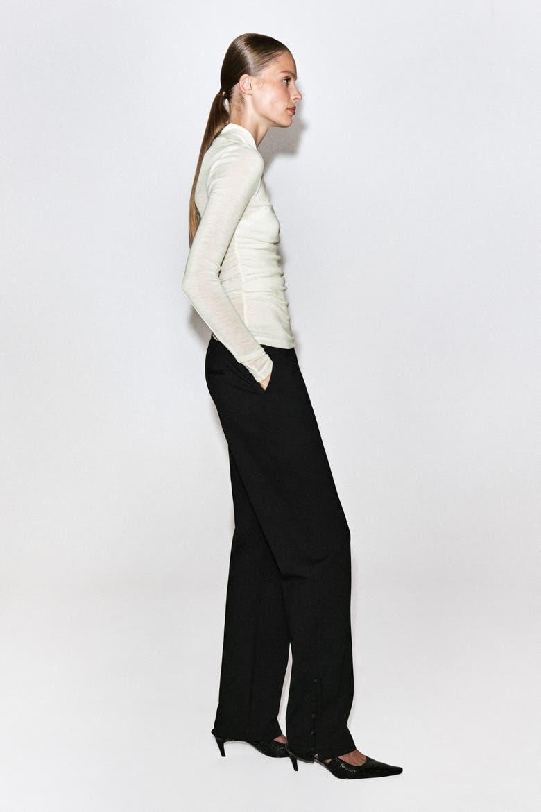 Wrap-over Merino Wool Top, Alternate, color, CREAM