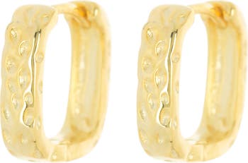 18K Gold Plated Sterling Silver Square Hoop Earrings