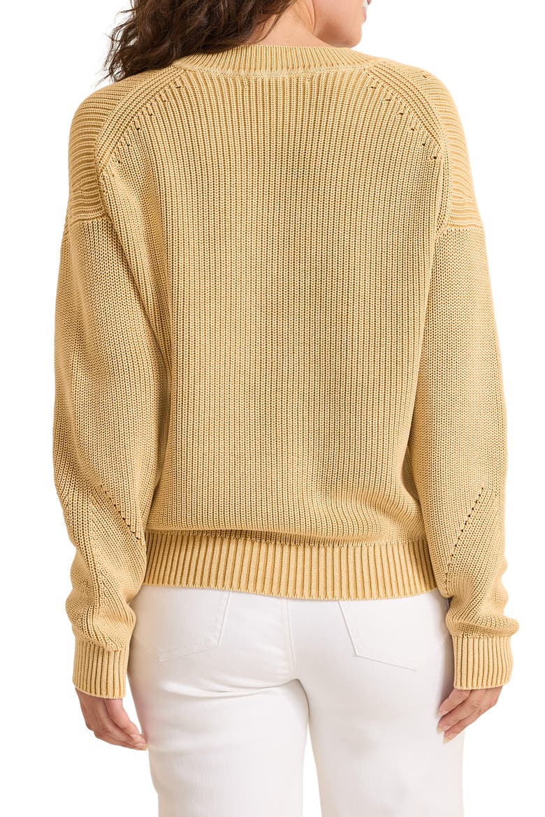 Indigo Palms Cotton V-Neck Sweater, Alternate, color, GOLDEN HONEY