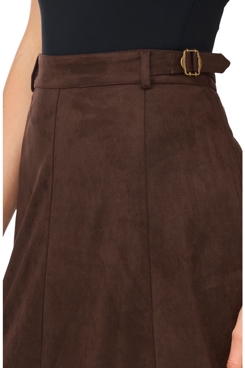 Faux Suede Midi Skirt, Alternate, color, COFFEE BEAN