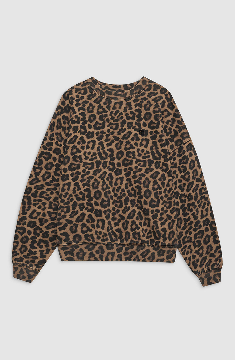 ANINE BING Miles Sweatshirt, Alternate, color, Black And Brown Leopard