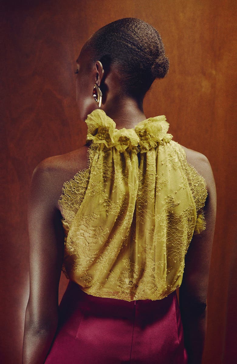 MANGO Ruffle Collar Lace Top, Alternate, color, 