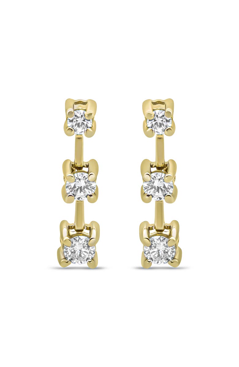 Haus of Brilliance 14K Yellow Gold 1/2 Cttw Round Diamond 3 Stone Stud Earrings, Alternate, color, Yellow
