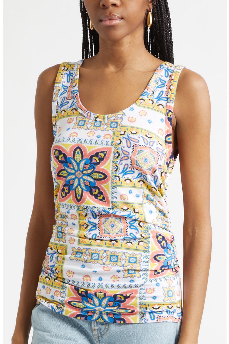 Indie Tile Print Sleeveless Top, Alternate, color, WHITE PIAZZA