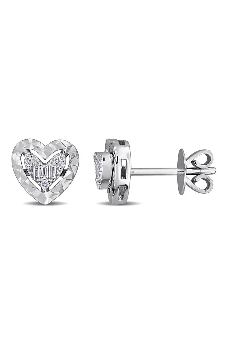 Julianna B. Diamond Heart Stud Earrings 14k White Gold, Main, color, 14K White Gold
