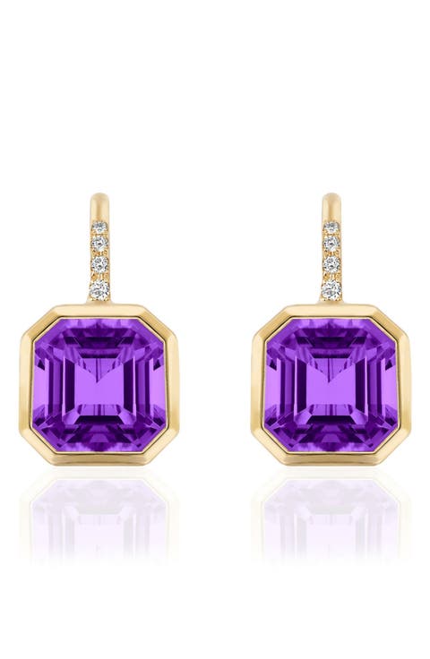 Gossip Asscher-Cut Semiprecious Stone & Diamond Drop Earrings