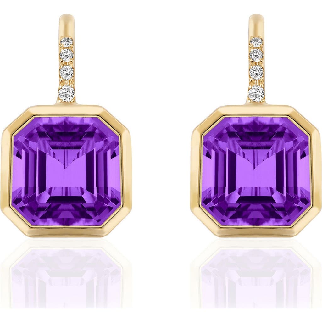 GOSHWARA Gossip Asscher-Cut Semiprecious Stone & Diamond Drop Earrings in Purple  product
