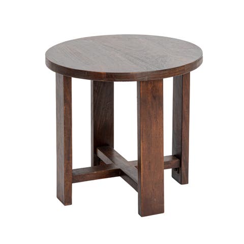 Acacia Wood Round Trestle End Table