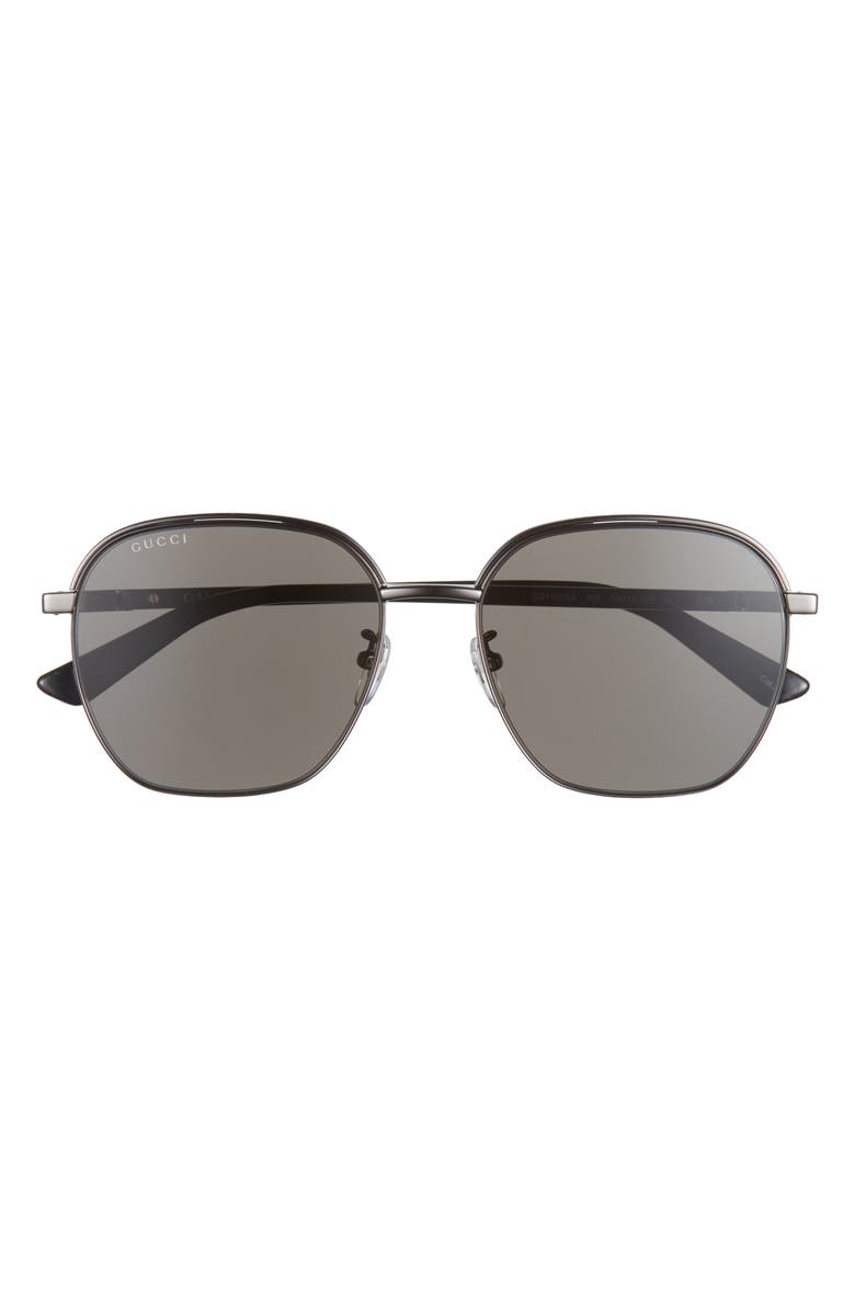Gucci 58mm Square Sunglasses, Main, color, Ruthenium Ruthenium Grey