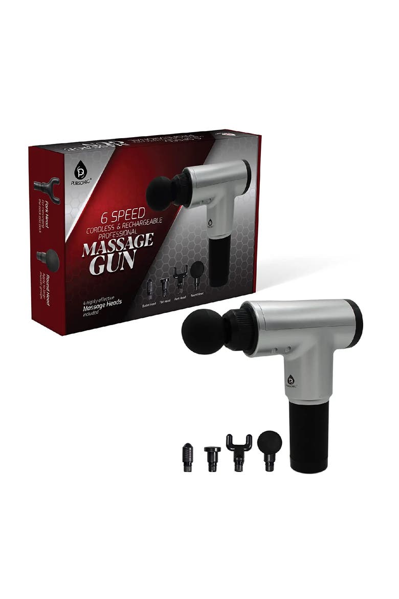 Full-Body Massage Mat & 6-Speed Cordless Massage Gun, Alternate, color, Black