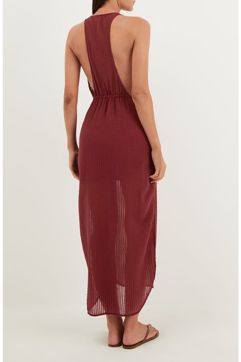 Ida Plunging Tie Waist Cover-Up Maxi Dress, Alternate, color, RED