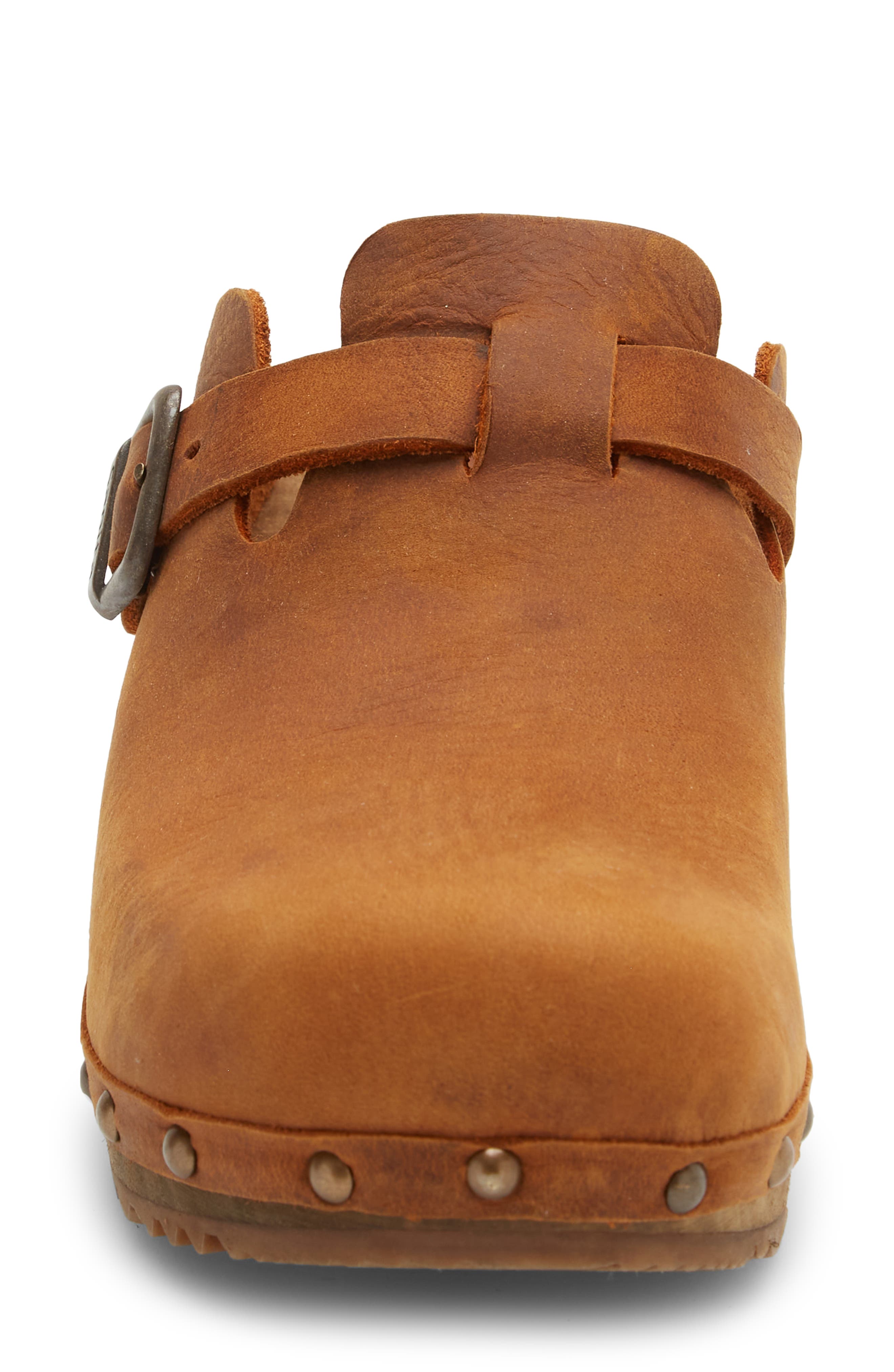 Kristel Stud Leather Clog, Alternate, color, CHESTNUT