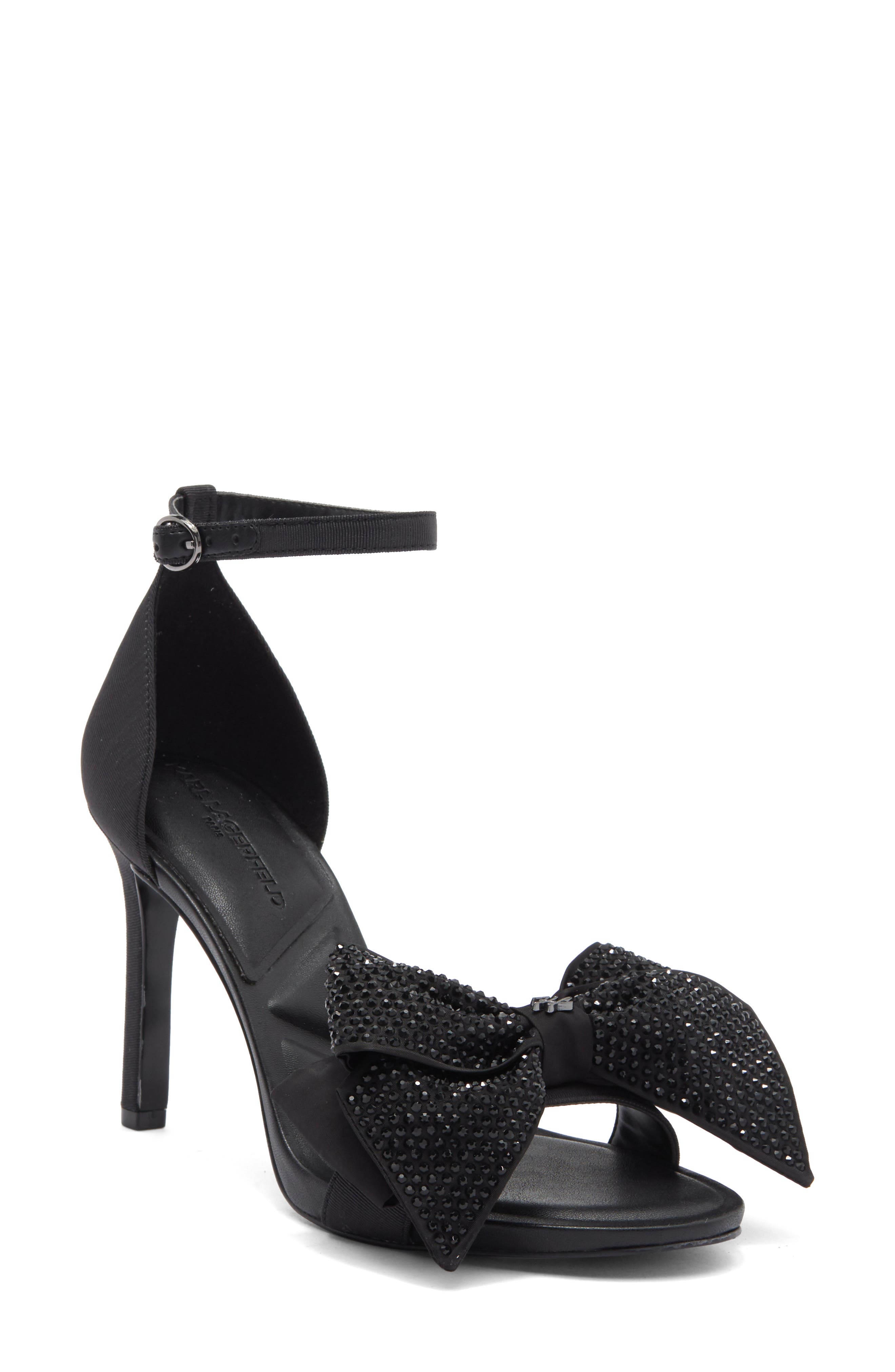 KARL LAGERFELD PARIS Kenz Rhinestone Bow Sandal, Main, color, 