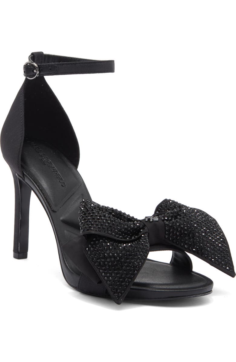 KARL LAGERFELD PARIS Kenz Rhinestone Bow Sandal, Main, color,