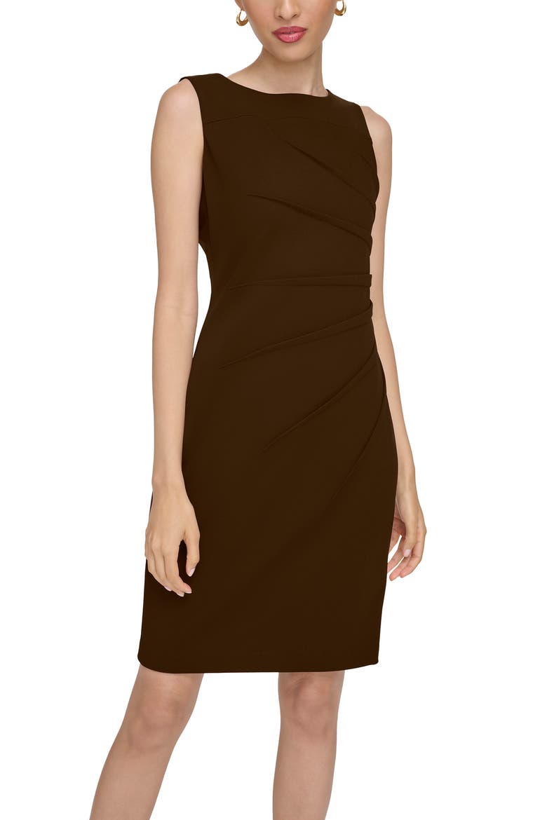Sleeveless Side Ruched Sheath Dress, Alternate, color, COFFEE BEAN