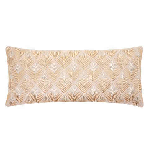 Coco Geometric Diamond Natural Tan Cotton Decor Throw Pillow, 15" x 35"