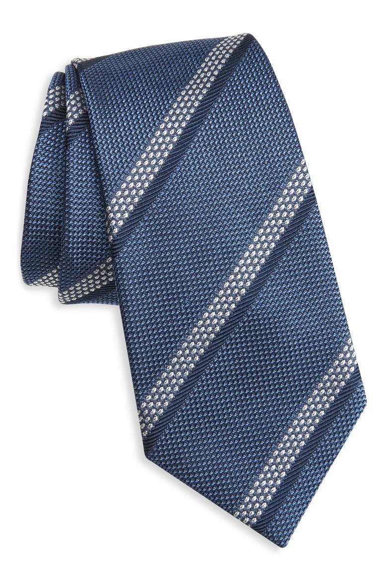 Stripe Silk Jacquard Tie, Main, color, BLUE