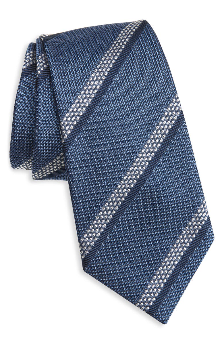 ZEGNA TIES Stripe Silk Jacquard Tie, Main, color, Blue