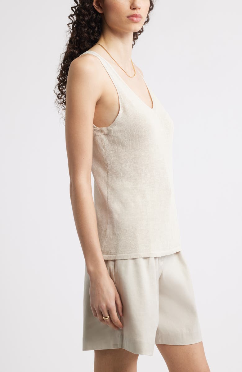 Nordstrom Double-V Line Blend Tank, Alternate, color, Beige Scroll