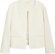 TOTEME Open Front Wool Blend Bouclé Jacket