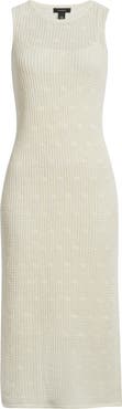 Halogen® Open Stitch Cotton Blend Midi Dress