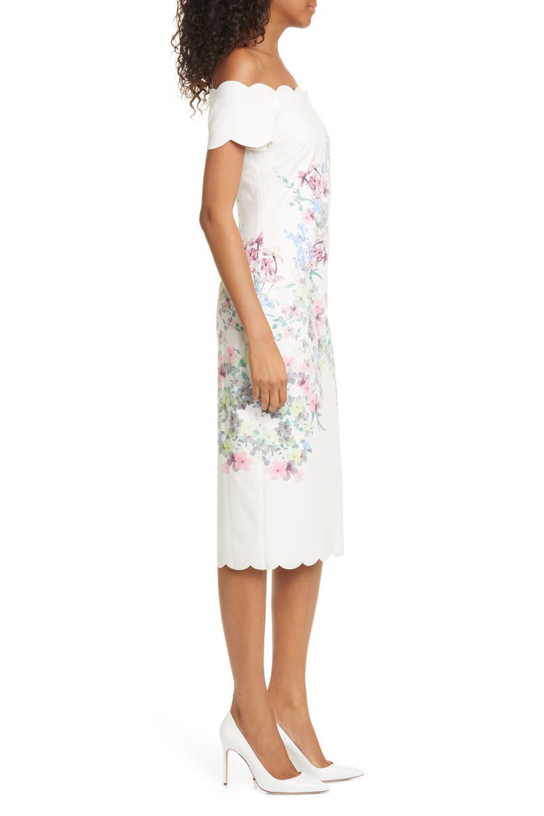Trixiiy Pergola Floral Off the Shoulder Sheath Dress, Alternate, color, IVORY