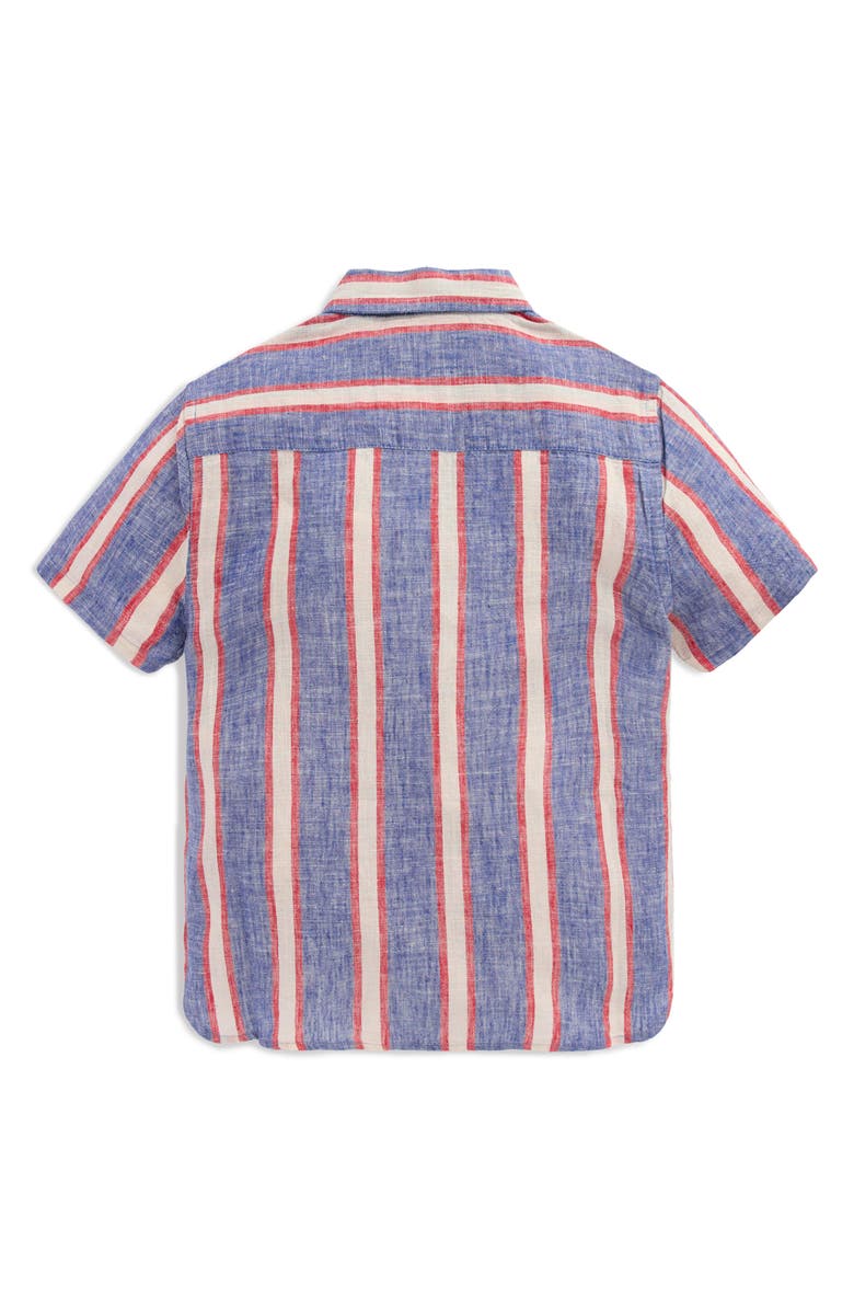 Mini Boden Kids' Stripe Linen & Cotton Button-Down Shirt, Alternate, color, Triple Stripe