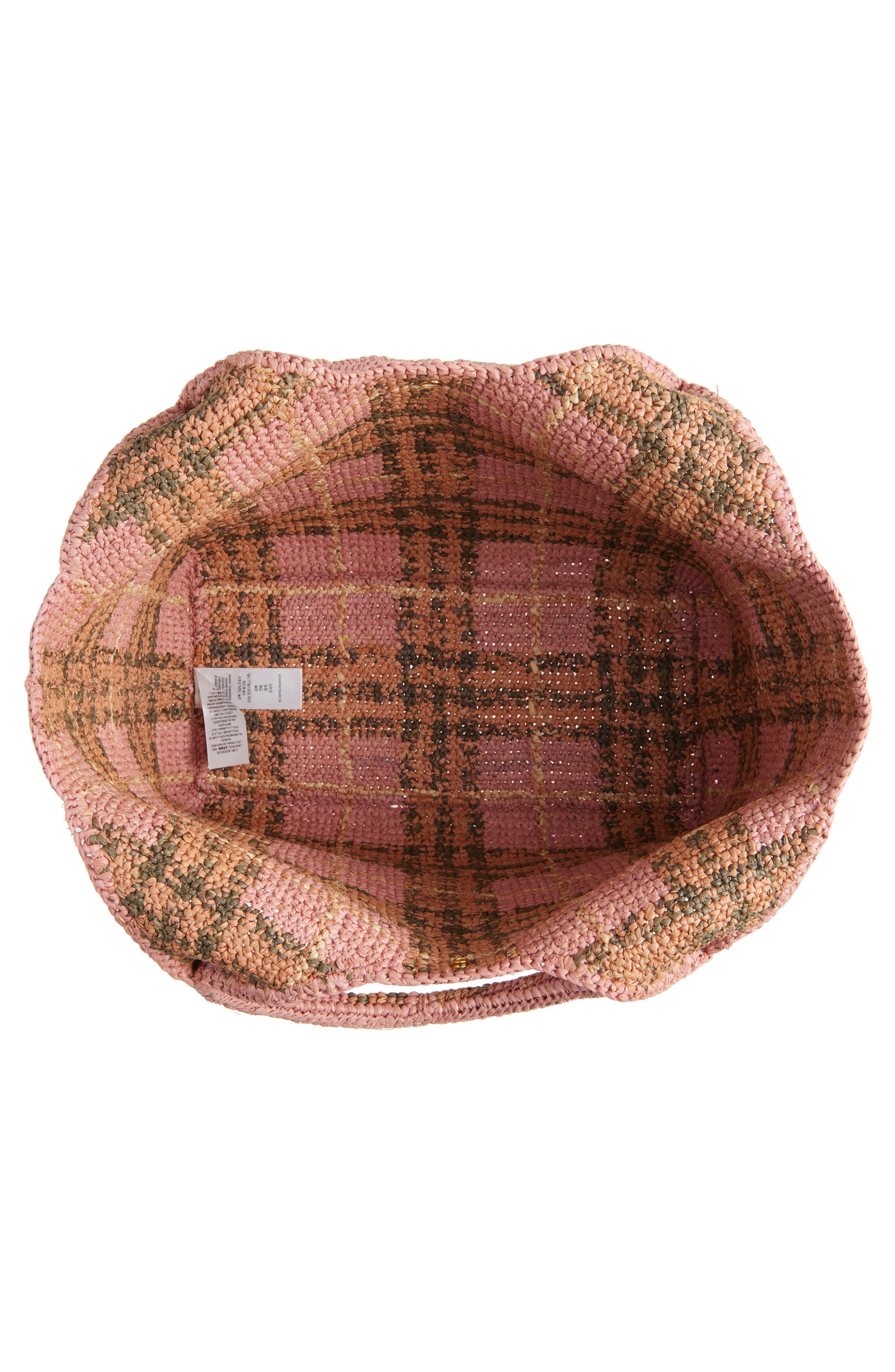 Burberry Small Margate Check Raffia Tote, Alternate, color, Pink Ip Check