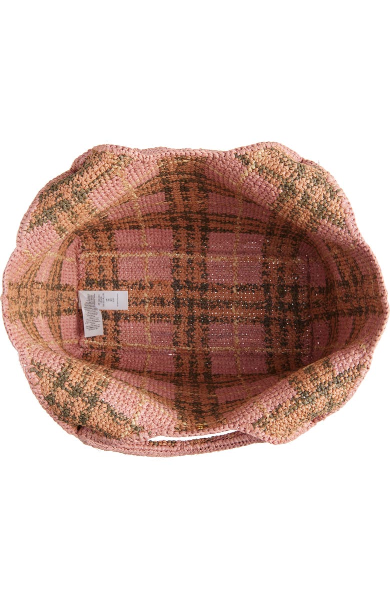 Burberry Small Margate Check Raffia Tote, Alternate, color, Pink Ip Check