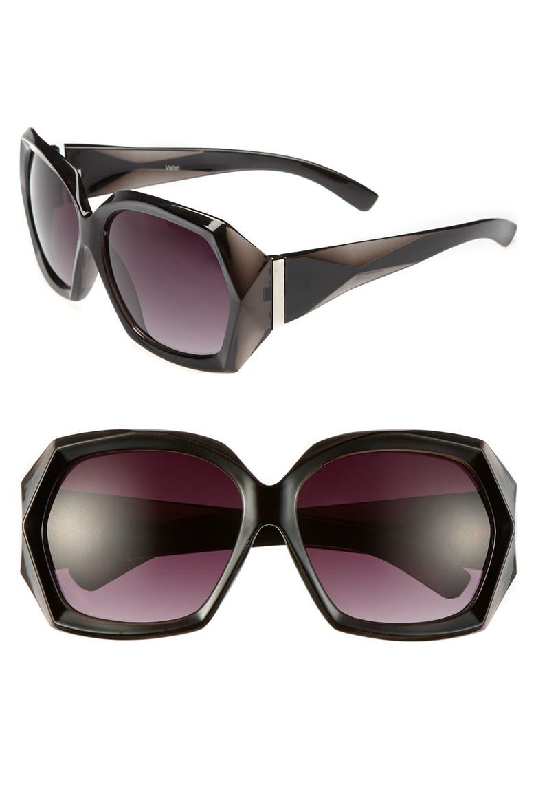 'Nicole' Oversized Sunglasses, Main, color, BLACK