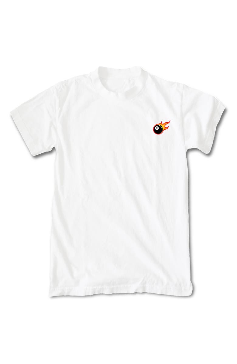 RIOT SOCIETY Flaming 8 Ball Emblem Graphic Print T-Shirt, Main, color,