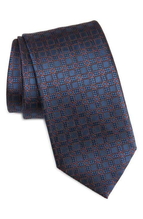Geometric Jacquard Silk Tie