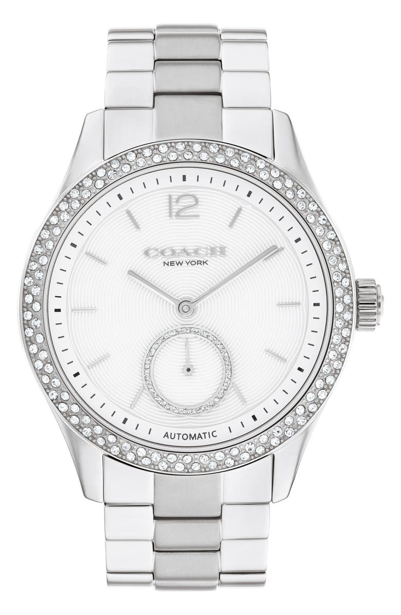 COACH Brooks Bracelet Watch, 38mm, Main, color, Silver
