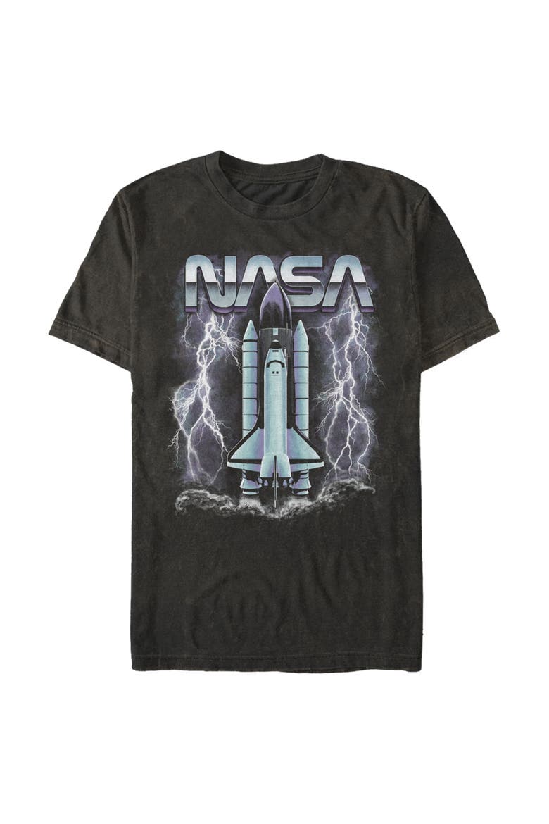 Men's NASA Lightning Launch  Graphic T-Shirt, Main, color, Black