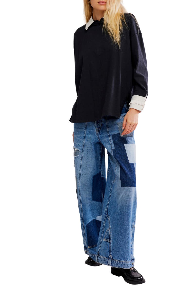 Free People Gianna Layered Look Sweater, Alternate, color,