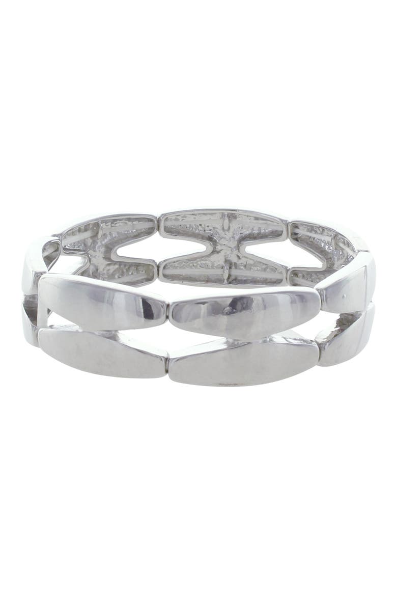 Geometric Link Stretch Bracelet, Main, color, SILVER
