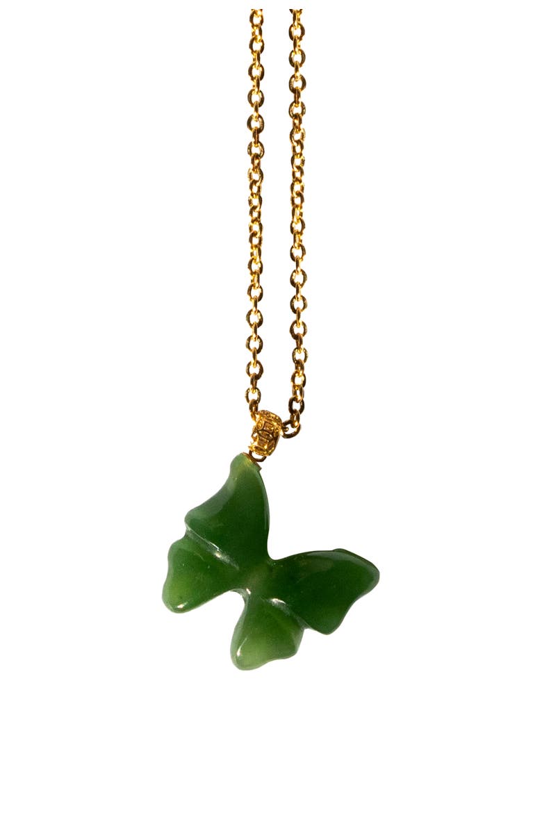seree Butterfly II Green jade pendant necklace, Main, color, 