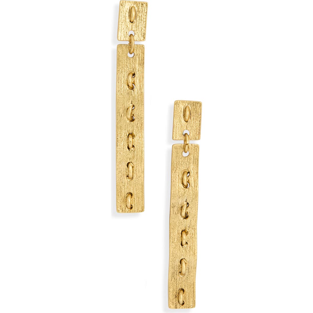 Karine Sultan Brushed Bar Drop Earrings In Gold